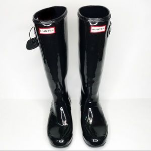 Hunter boots original tall black gloss size 8